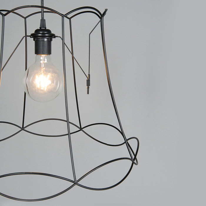 QAZQA Retro hanglamp zwart 45 cm - Granny Frame