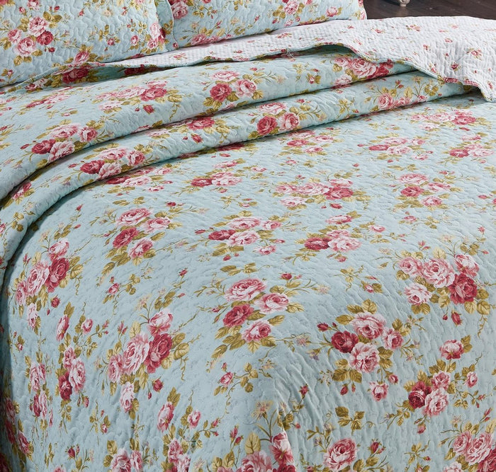 Lavandoux - Bedsprei|Quilt - Rose Garden Blue - 140x200 - 1-persoons