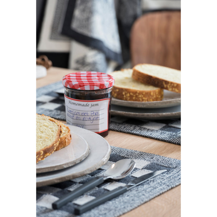 Knit Factory Gebreide Placemat  Block - Ecru|Antraciet - 50x30 cm