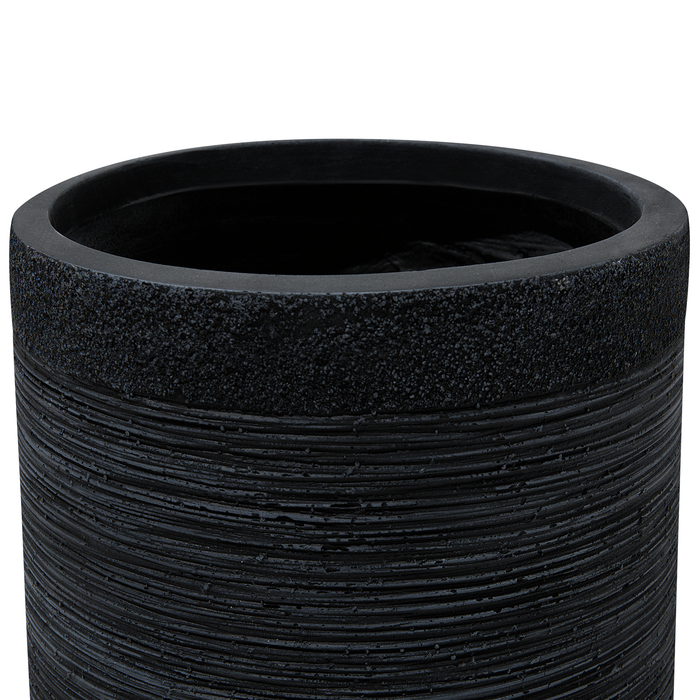 Beliani SAMOS Set van 3 bloempotten Zwart