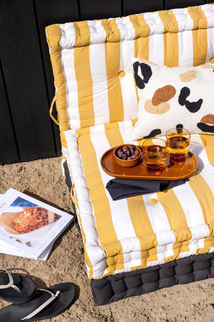 Mistral Home Palletkussen-Zitkussen-80x60x12 cm-Gestreept geel wit