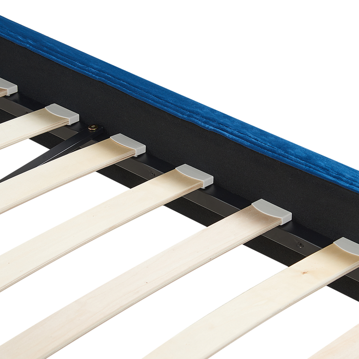 Beliani - FITOU - Tweepersoonsbed - Blauw - 160 x 200 cm - Fluweel