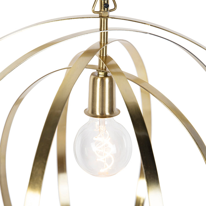 QAZQA Vintage hanglamp messing draaibaar - Rings