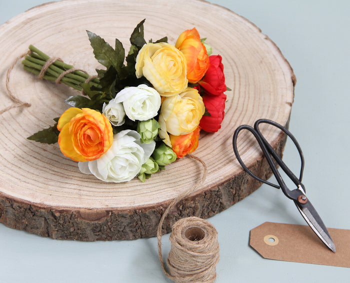 Mica Decorations Ranonkels Kunstbloemen Boeket - H22 x Ø19 cm - Oranje