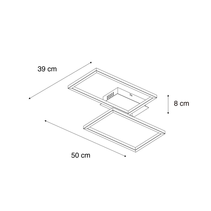 QAZQA Plafondlamp vierkant zwart 3-staps dimbaar - Plazas Novo