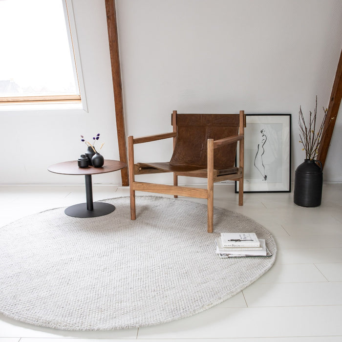 Vloerkleed Gerecycled Materiaal Rond Ciro Marmer|grijs-220 Ø - (L)