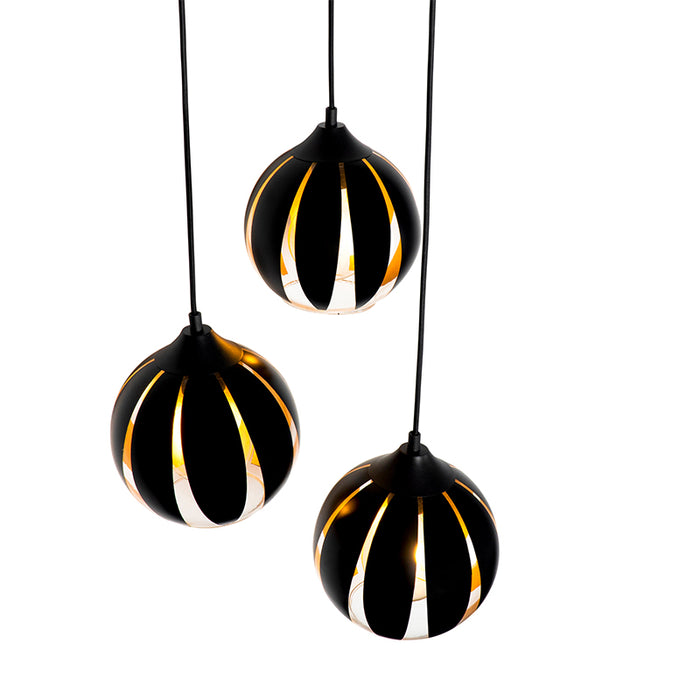QAZQA Hanglamp melone - Zwart - Modern - D 40cm