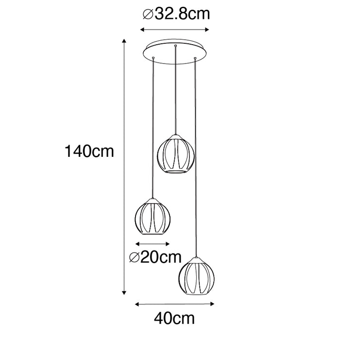QAZQA Hanglamp melone - Zwart - Modern - D 40cm