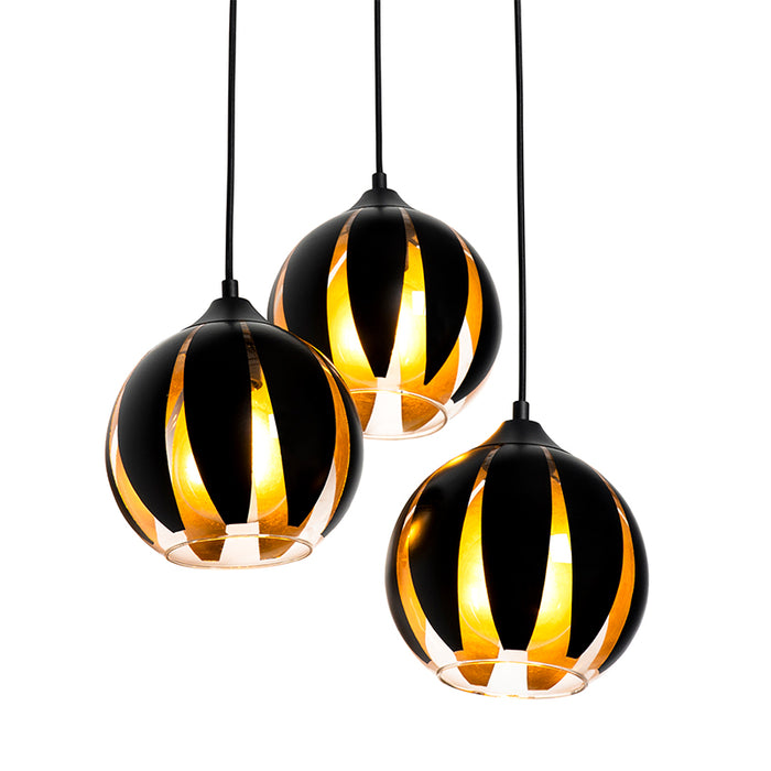 QAZQA Hanglamp melone - Zwart - Modern - D 40cm