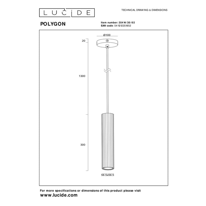 Lucide POLYGON Hanglamp - Mat Goud | Messing