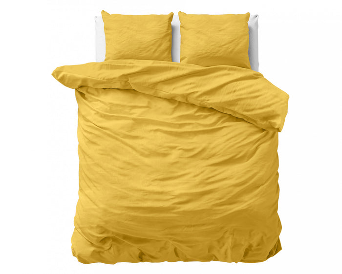 Dekbedovertrek Stone Washed - 100% Natuurlijk - Okergeel - 200x220cm