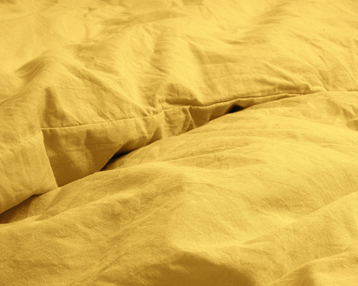 Dekbedovertrek Stone Washed - 100% Natuurlijk - Okergeel - 200x220cm
