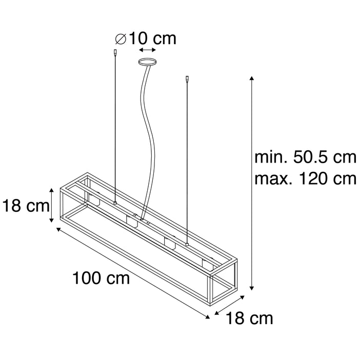 QAZQA Industriële hanglamp roestbruin 4-lichts - Cage
