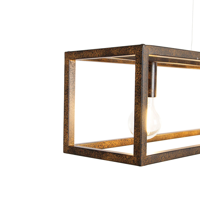 QAZQA Industriële hanglamp roestbruin 4-lichts - Cage