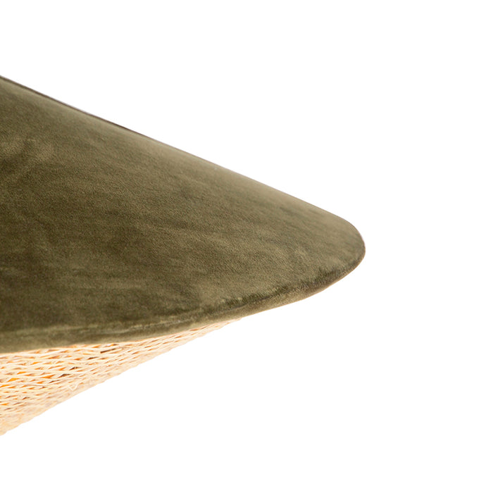 QAZQA Landelijke hanglamp groen velours met rotan 60cm - Frills Can