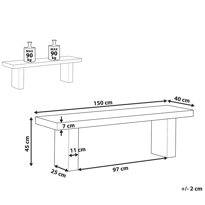 Beliani - TARANTO - Tuinbank - Grijs - Vezelcement