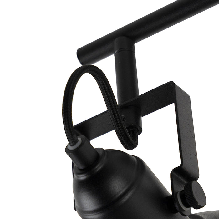 QAZQA Industriële spot zwart met goud 2-lichts - Tommy