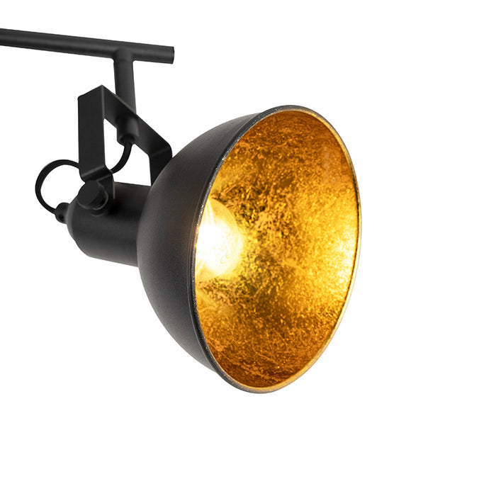 QAZQA Industriële spot zwart met goud 2-lichts - Tommy