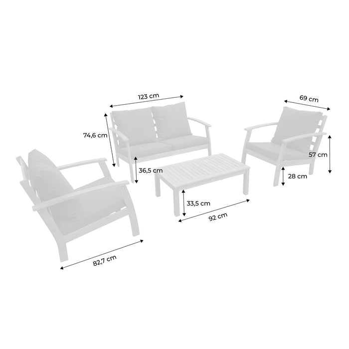 sweeek - Houten loungeset, 4 zitplaatsen