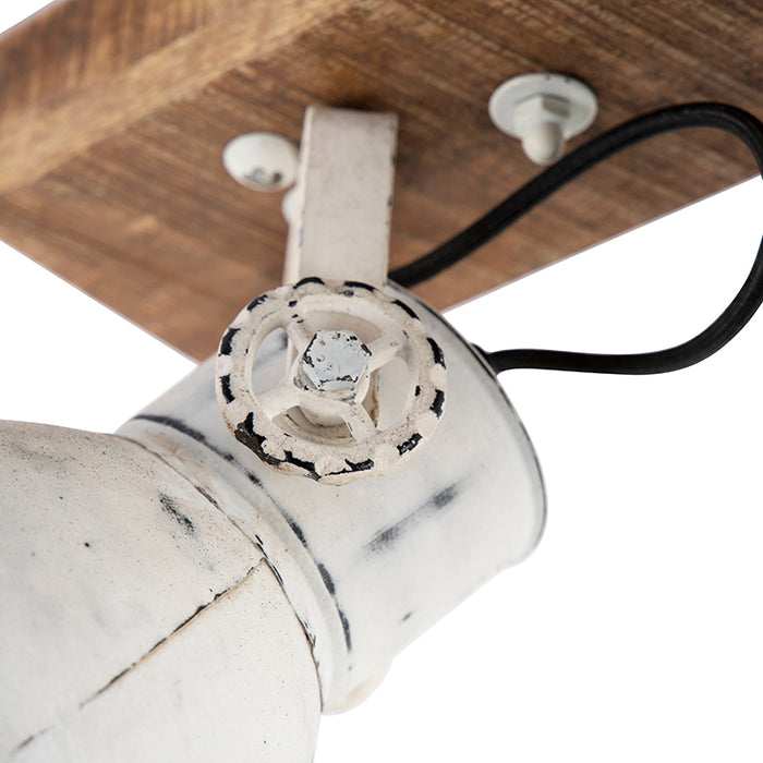 QAZQA Industriële spot wit met mango hout 2-lichts - Mangoes