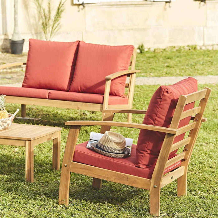 sweeek - Houten loungeset, 4 zitplaatsen