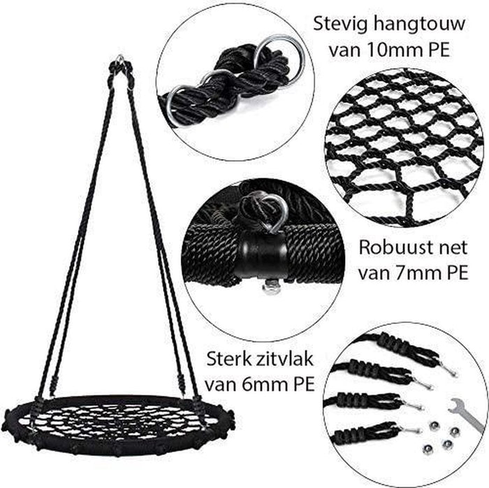 Sens Design Nestschommel - Ronde schommel - 100cm - Zwart