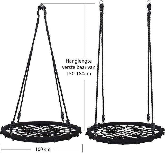 Sens Design Nestschommel - Ronde schommel - 100cm - Zwart