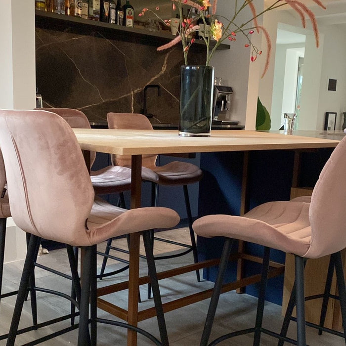 Bronx71 Velvet barkruk Toby roze 71 cm