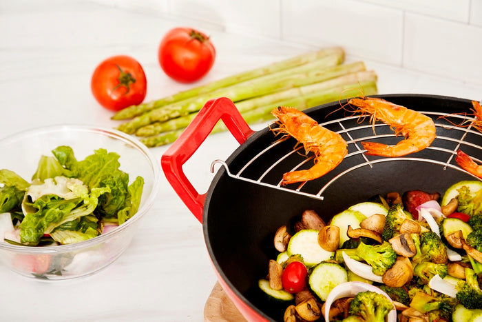 Buccan - Hamersley - Gietijzeren wokpan 36cm - Rood