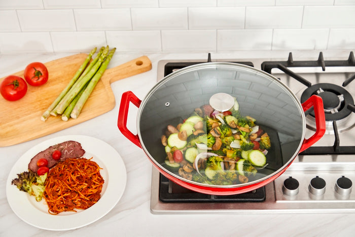 Buccan - Hamersley - Gietijzeren wokpan 36cm - Rood