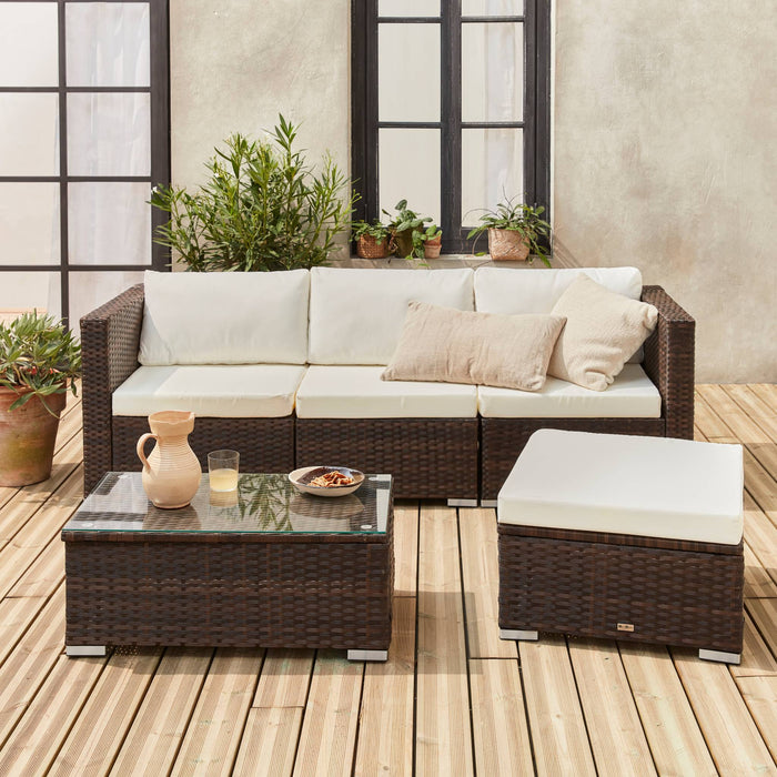 sweeek - 4-persoons tuinmeubelset van gevlochten hars