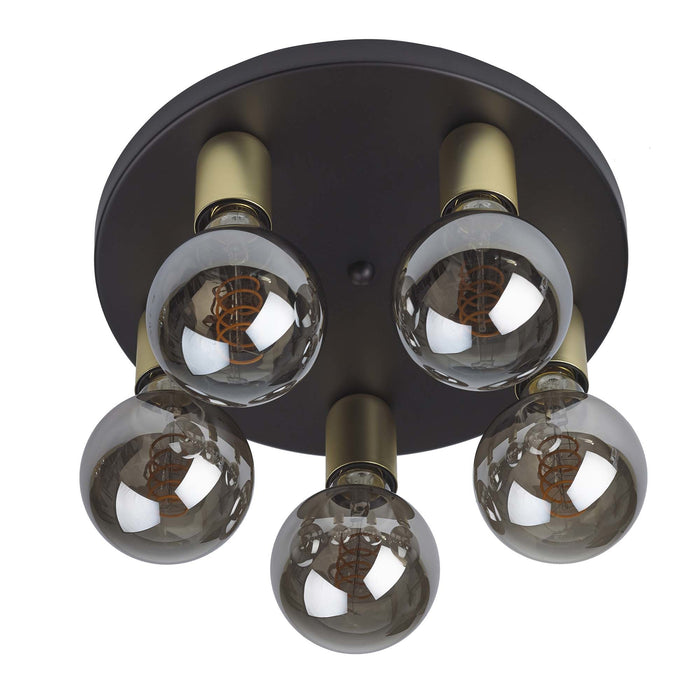 Ylumen Plafondlamp Basiq  5 lichts Ø 30 cm excl. E27 zwart goud