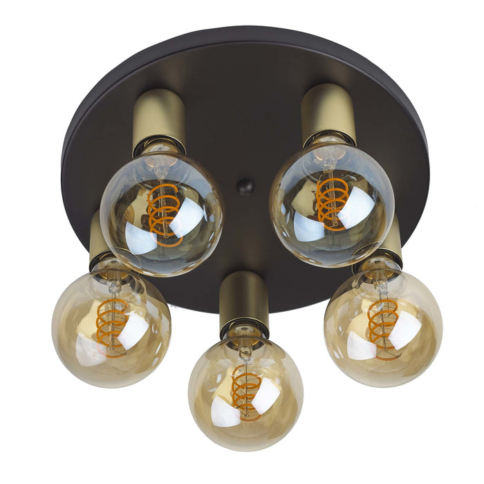 Ylumen Plafondlamp Basiq  5 lichts Ø 30 cm excl. E27 zwart goud