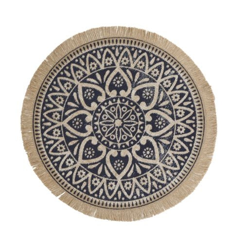 Placemats, Rond, Set van 4, Geweven, Blauw - Creative Tops