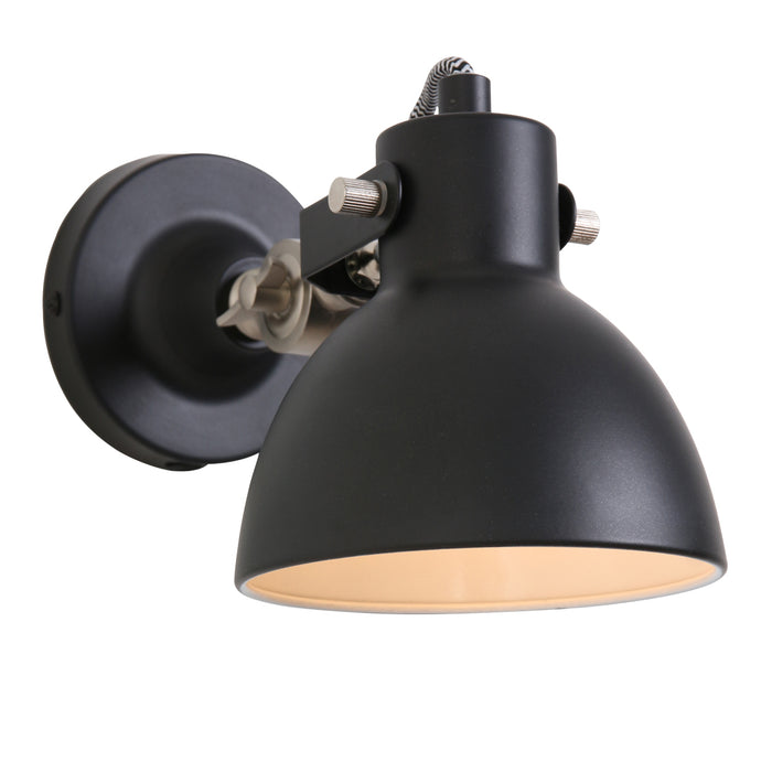 Mexlite - wandlamp - Cera - zwart - metaal - bedlampje - E14 - 7647ZW