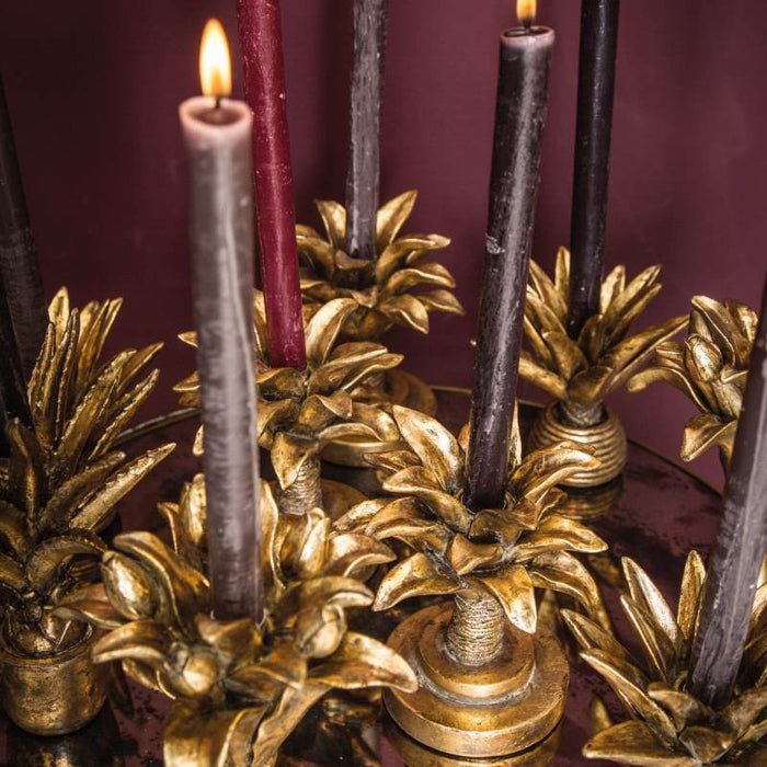 PTMD Kenny Ronde Kandelaar Palm - H15 x Ø15 cm - Poly - Goud
