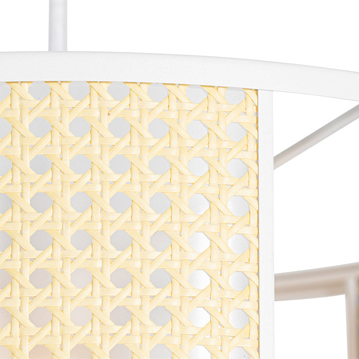 QAZQA Oosterse hanglamp wit met rotan 40 cm - Akira