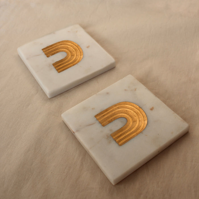 À la Marble Onderzetter Set van 2 - Regenboog