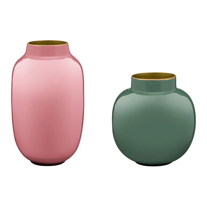 Pip Studio Mini Vases Oval & Round - Set van 2 - Roze en Donkergroen