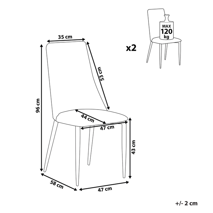 Beliani - CLAYTON - Eetkamerstoel - Smaragdgroen - Fluweel