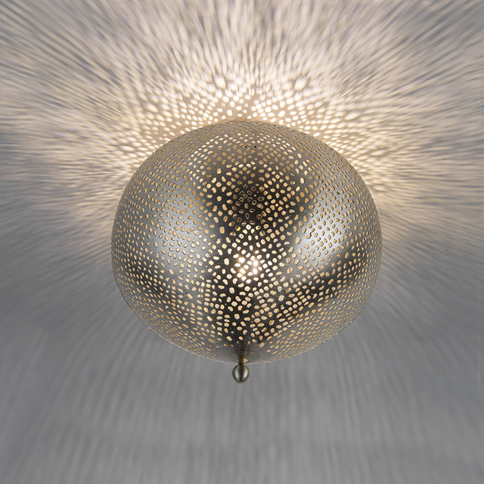 QAZQA Oosterse plafondlamp staal met lichteffect - Sinbad