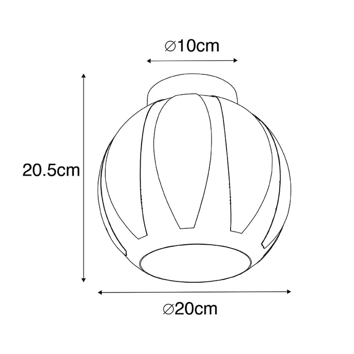QAZQA Plafondlamp melone - Zwart - Modern - D 20cm