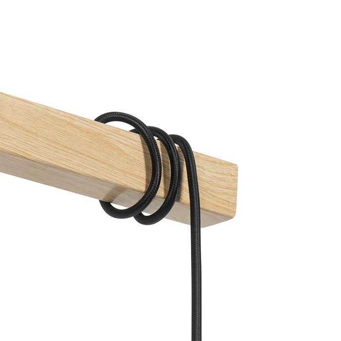 QAZQA Landelijke hanglamp zwart met hout 6-lichts - Chon