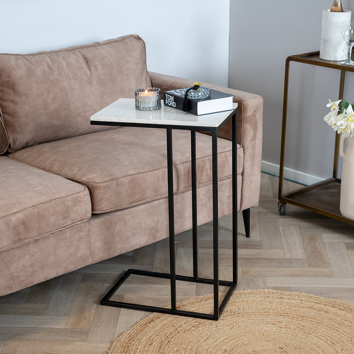 Bronx71 Laptoptafel marmer Zoey wit 70 cm