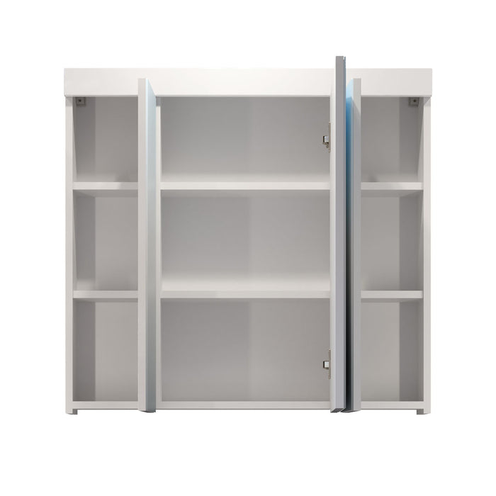 Hioshop Devon spiegelkast 3 deuren wit, spiegelglas.