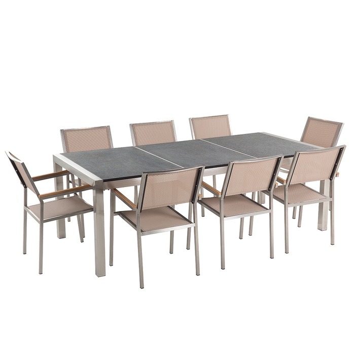 Beliani - GROSSETO - Tuinset voor 8 - Lichtgrijs - Graniet