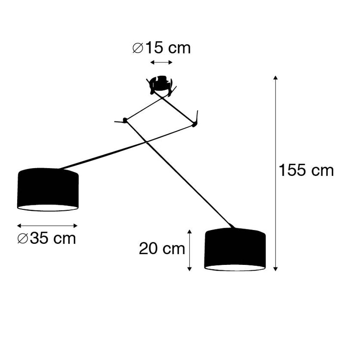 QAZQA Hanglamp staal met kap 35 cm taupe verstelbaar 2-lichts - Blitz