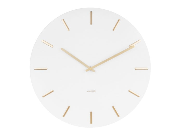 Karlsson Charm Wandklok Ø 45 cm - Wit - Gouden wijzers