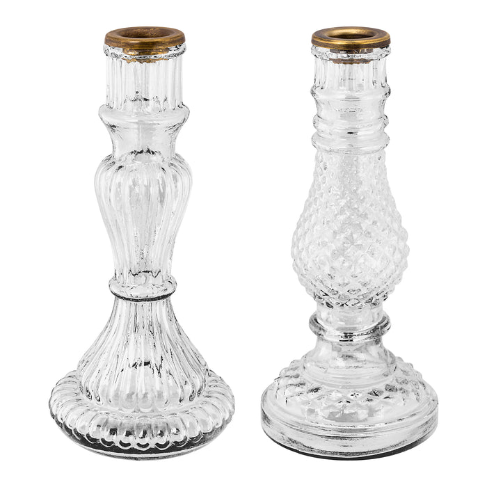 Pip Studio Glazen Kandelaar - Set van 2 - Transparant