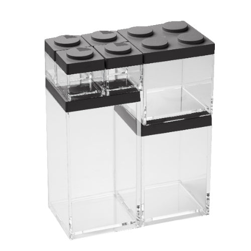 Omada - Stapelbare, Brickstore bewaarcontainer hoog, 1,5L, Zwart - Kun